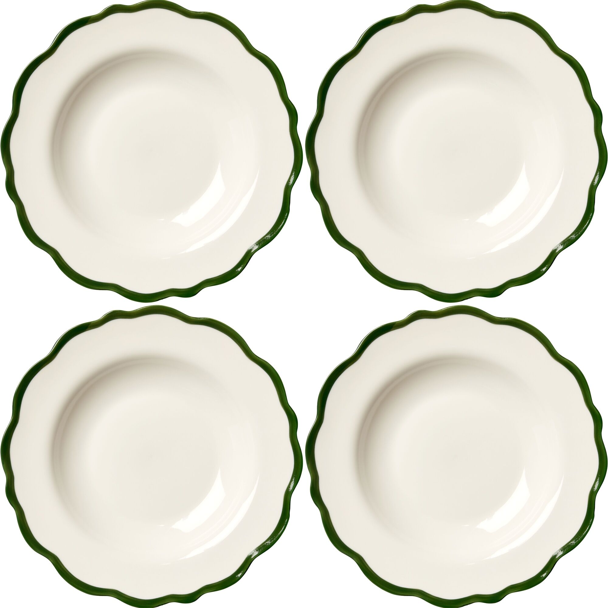 Fleur Bol 23 cm Lot de 4 Blanc/Vert Foncé