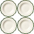 Fleur Kom 23 cm Set van 4 Wit/Donkergroen