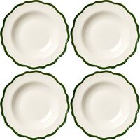 Fleur Kom 23 cm Set van 4 Wit/Donkergroen