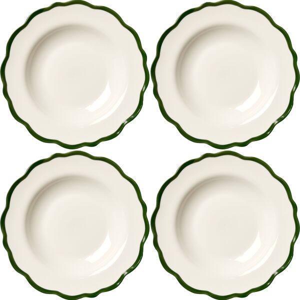 Fleur Schale 23 cm Set mit 4 Weiß/Dunkelgrün