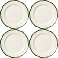 Fleur Dessertteller 21 cm Set mit 4 Weiß/Dunkelgrün