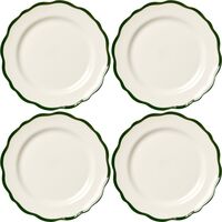 Fleur Dessertteller 21 cm Set mit 4 Weiß/Dunkelgrün