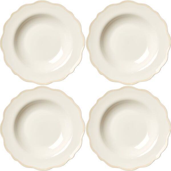 Fleur Bowl 23 cm Set of 4 White/Sand