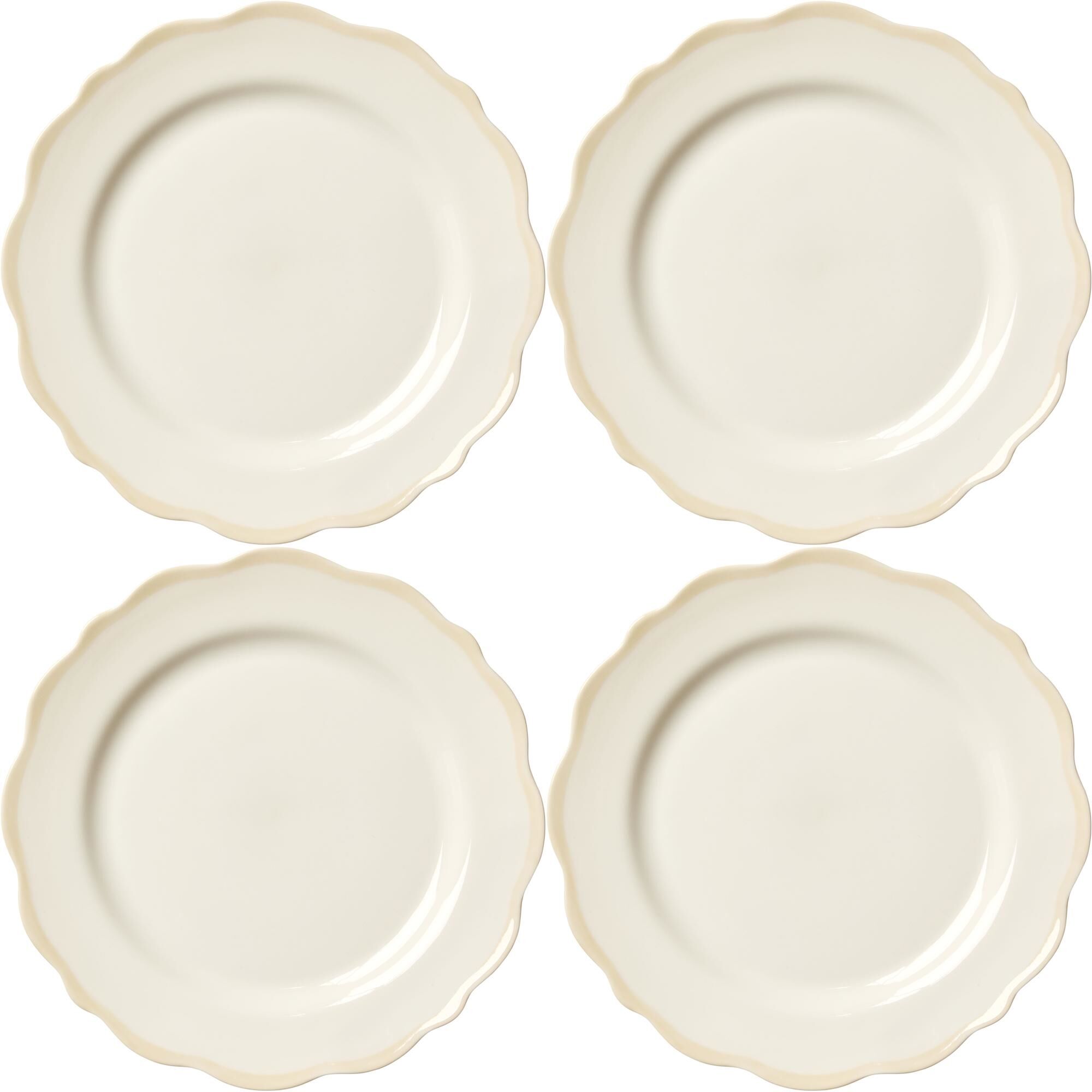 Fleur Assiette à Dessert 21 cm Set de 4 Blanc/Sable