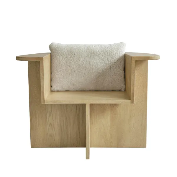 Makara Rectangular Pillow 11 Sandshell/Sheepskin