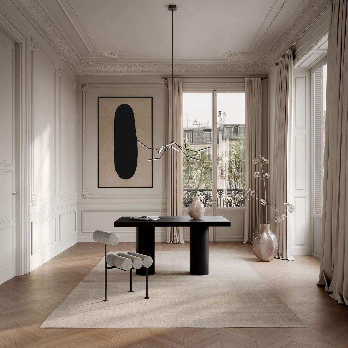 Hiro Dining Chair Black/ Sand