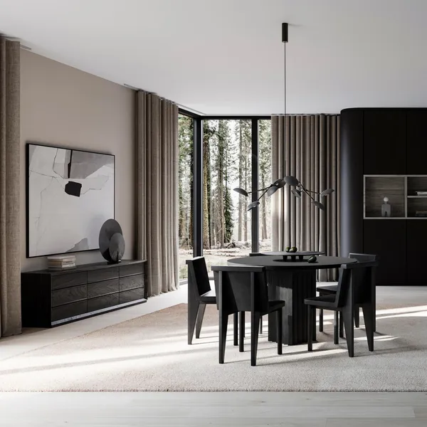 Arc Dining Table Ø120 Coffee Black/Oak