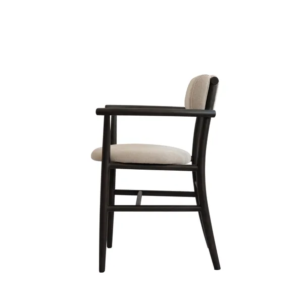 Nama Dining Chair with Armrest Coffee Black/Linen