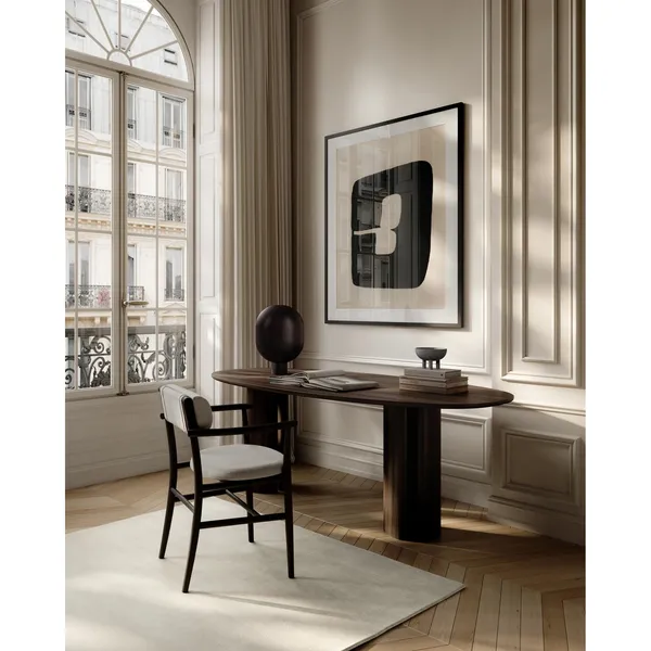 Nama Dining Chair with Armrest Coffee Black/Linen
