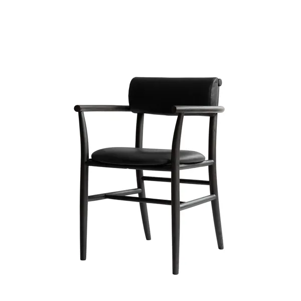 Nama Dining Chair with Armrest Coffee Black/Aniline Black Leather
