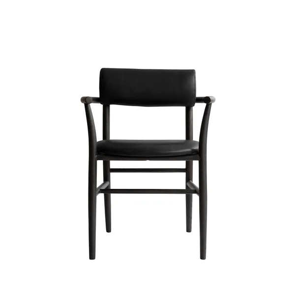 Nama Dining Chair with Armrest Coffee Black/Aniline Black Leather