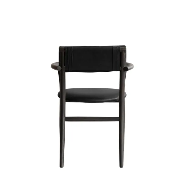 Nama Dining Chair with Armrest Coffee Black/Aniline Black Leather