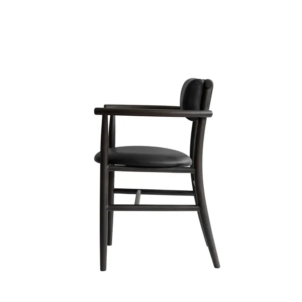 Nama Dining Chair with Armrest Coffee Black/Aniline Black Leather