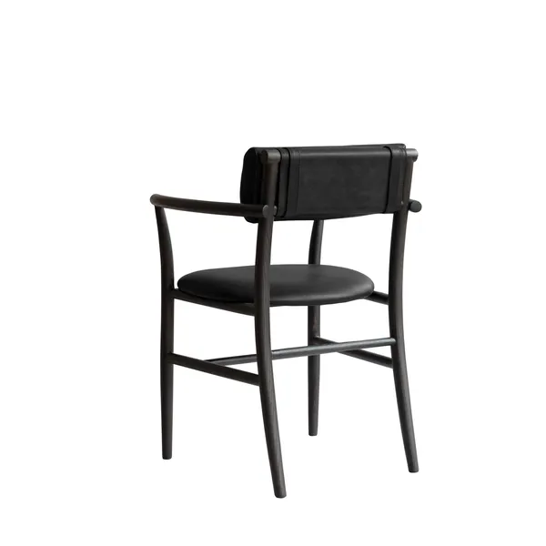 Nama Dining Chair with Armrest Coffee Black/Aniline Black Leather
