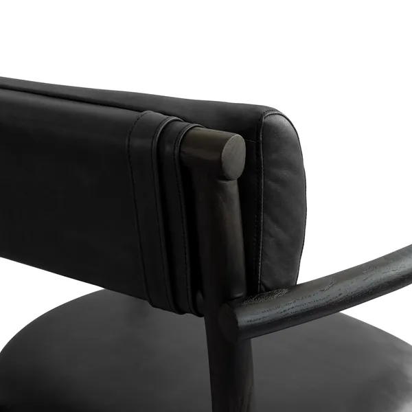 Nama Dining Chair with Armrest Coffee Black/Aniline Black Leather
