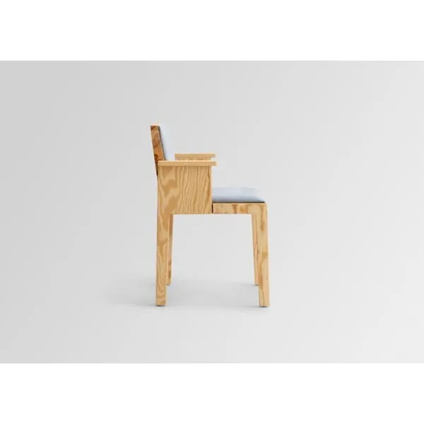 016 Maasto Dining Chair With Armrests & Upholstered Seat/Back Natural/Square 0134