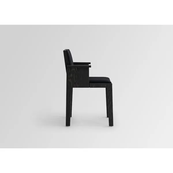 016 Maasto Dining Chair With Armrests & Upholstered Seat/Back Black/Square 0194