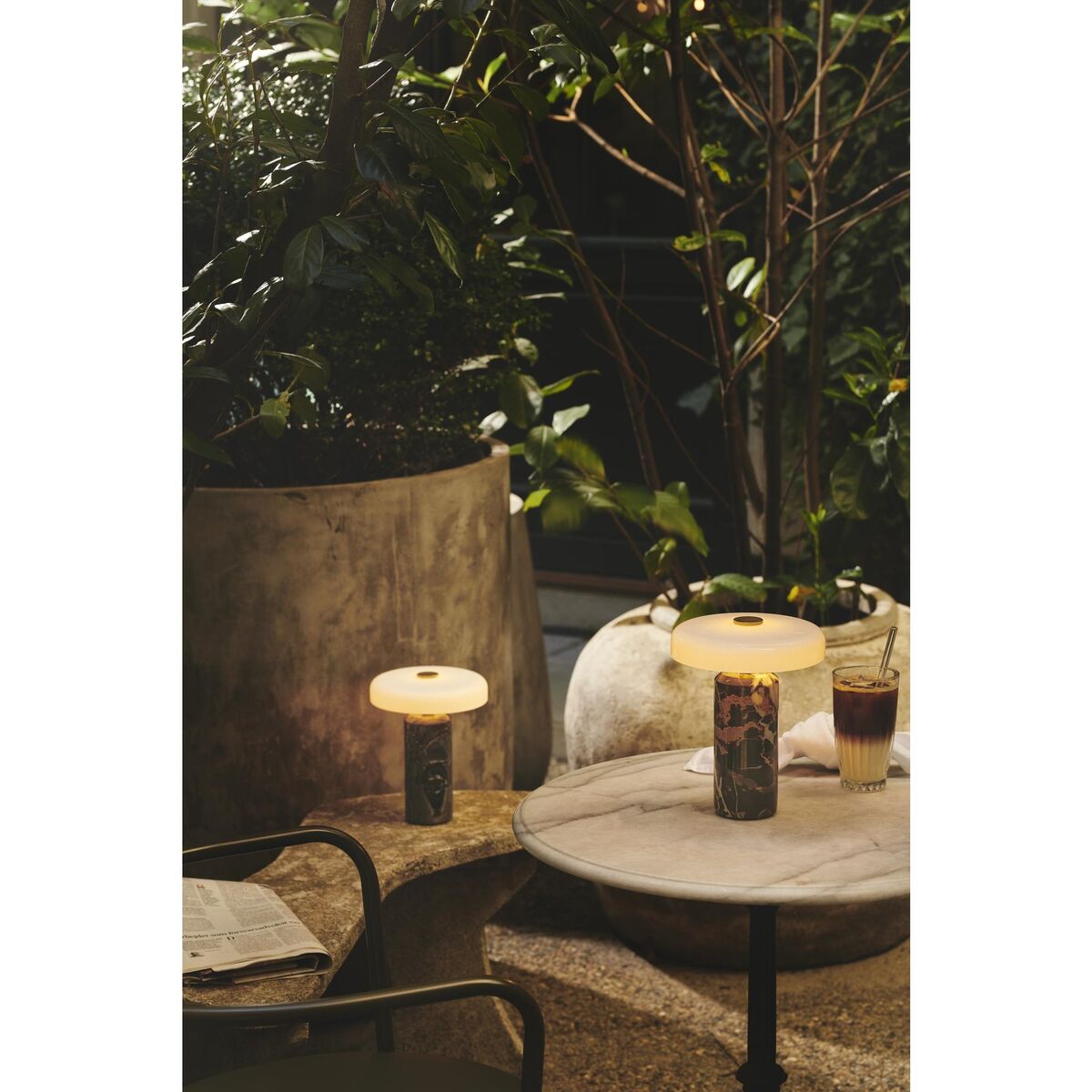 Trip No. 2 Portable Lamp Carrara Marble/Glossy Opal