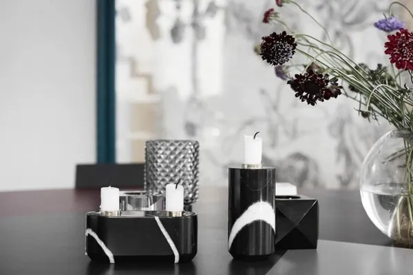 Sons Of Marble Single Candle Holder Small Black