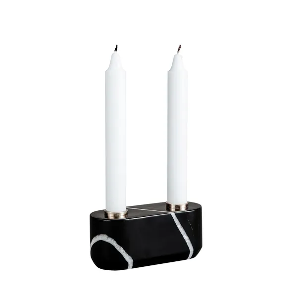 Sons Of Marble Double Candlestick Black