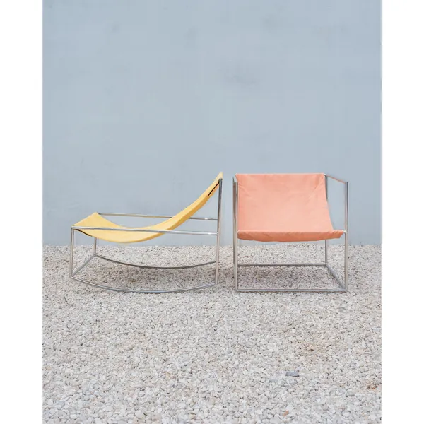 Valerie Object Rocking Armchair Stainless Steel/ Yellow