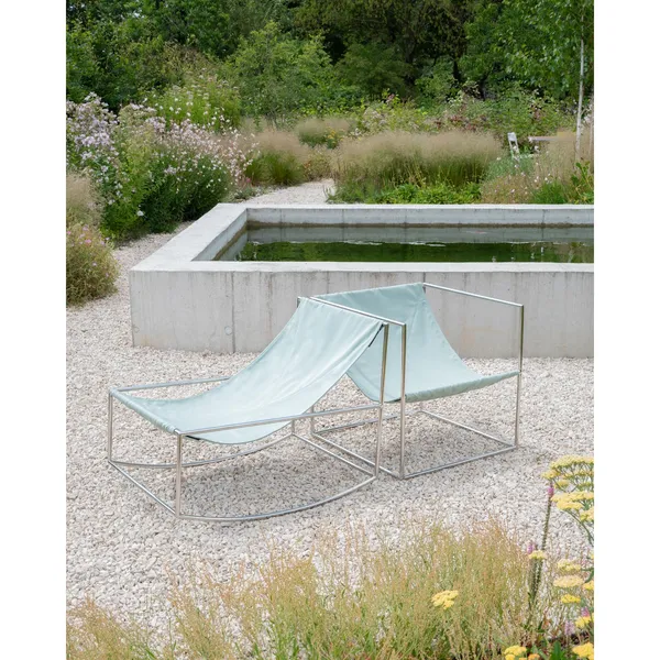 Valerie Object Rocking Armchair Stainless Steel/ Green