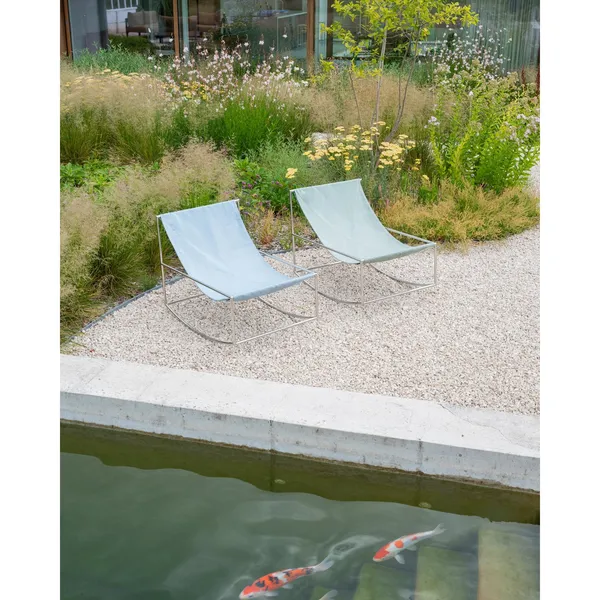 Valerie Object Rocking Armchair Stainless Steel/ Light Blue