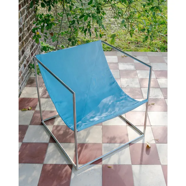 Valerie Object Solo Seat Armchair Stainless Steel/ Light Blue