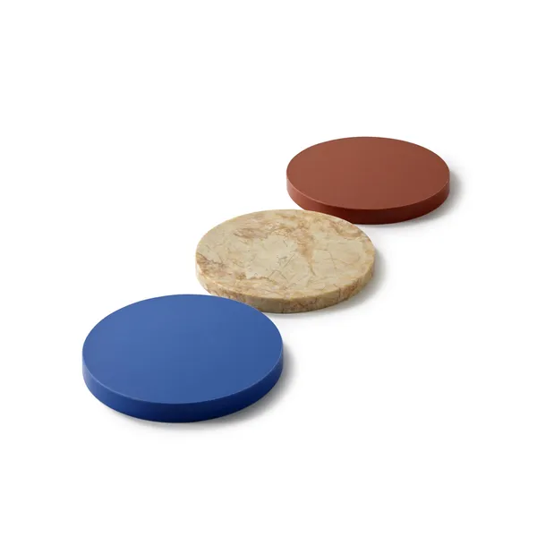 Valerie Object Three Circles Coaster Blue/ Stone/ Dark Red