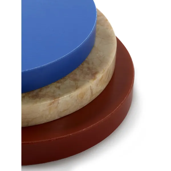 Valerie Object Three Circles Coaster Blue/ Stone/ Dark Red