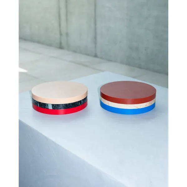 Valerie Object Three Circles Coaster Blue/ Stone/ Dark Red