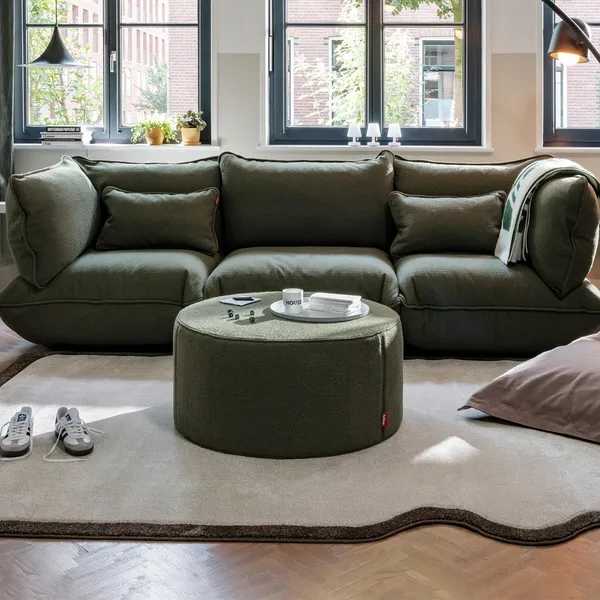 Pouf en Bocule Recyclé Pfffh Vert Feuille