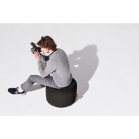 Pouf Point en Toile Recyclée, Couleur Réglisse Noire