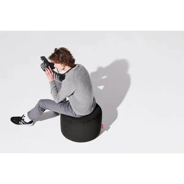 Point Recycled Canvas Pouf Black Licorice