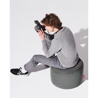 Point Pouf Aus Recyceltem Canvas, Anthrazitgrau