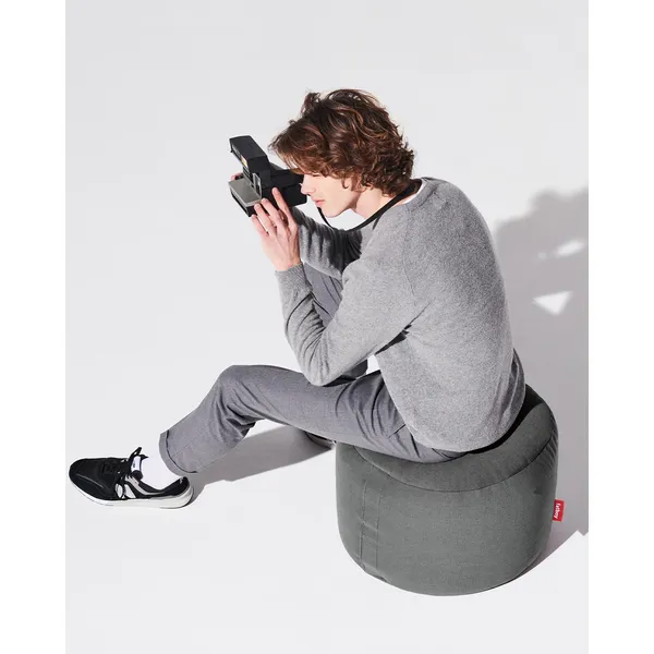 Point Recycled Canvas Pouf Charcoal Grey