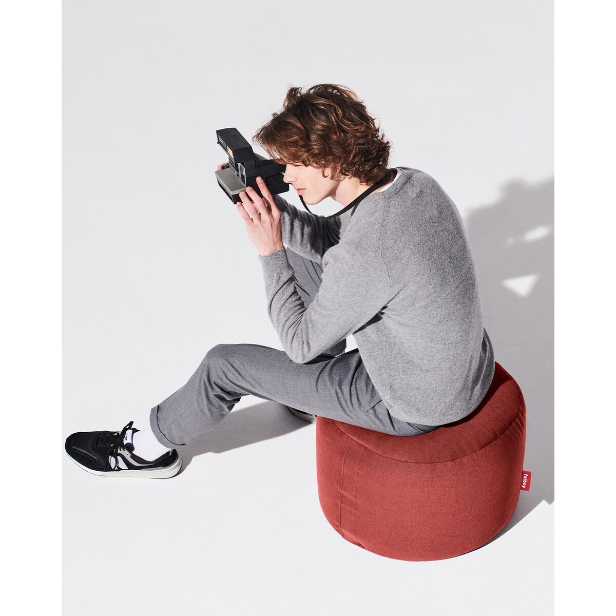 Point Pouf Aus Recyceltem Canvas, Merlotrot