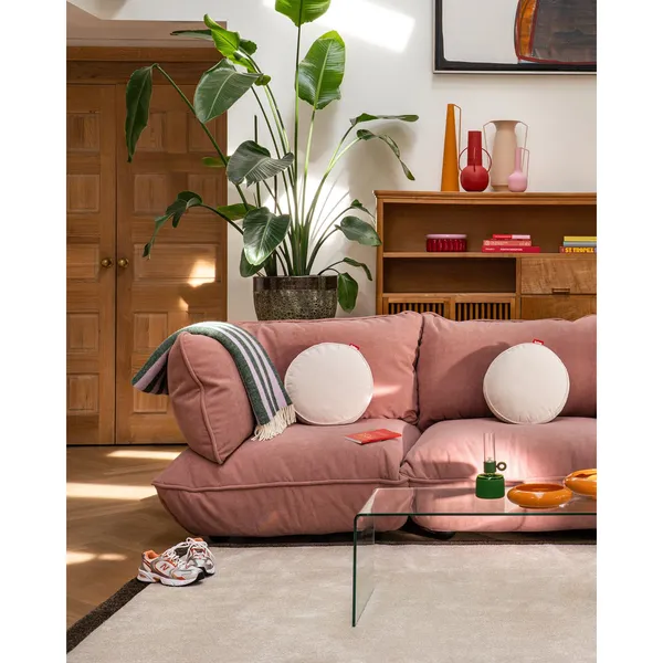 Siège D'angle Gauche Sumo en Corde Recyclée Rose Pâle