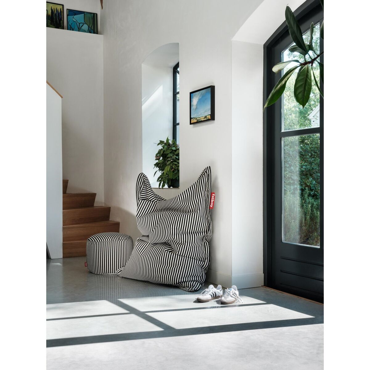 Pouf Original Slim Terry Noir Crème