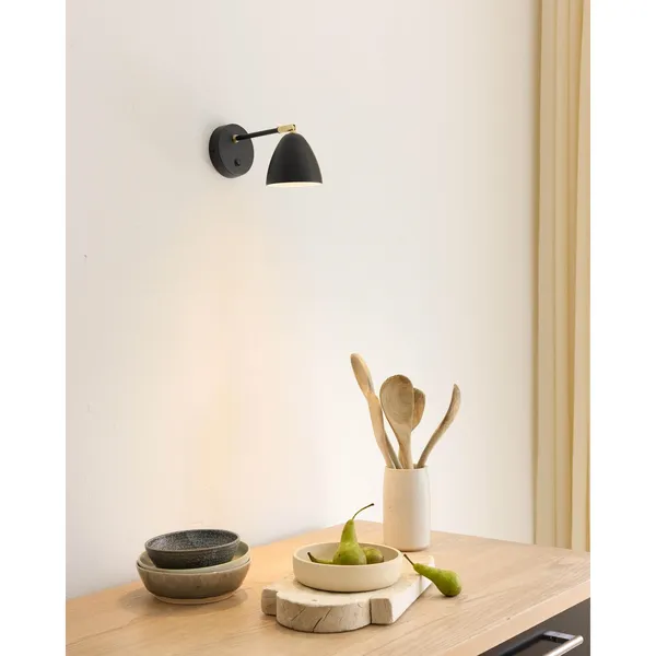 Wandlampe, Schwarz/ Messing