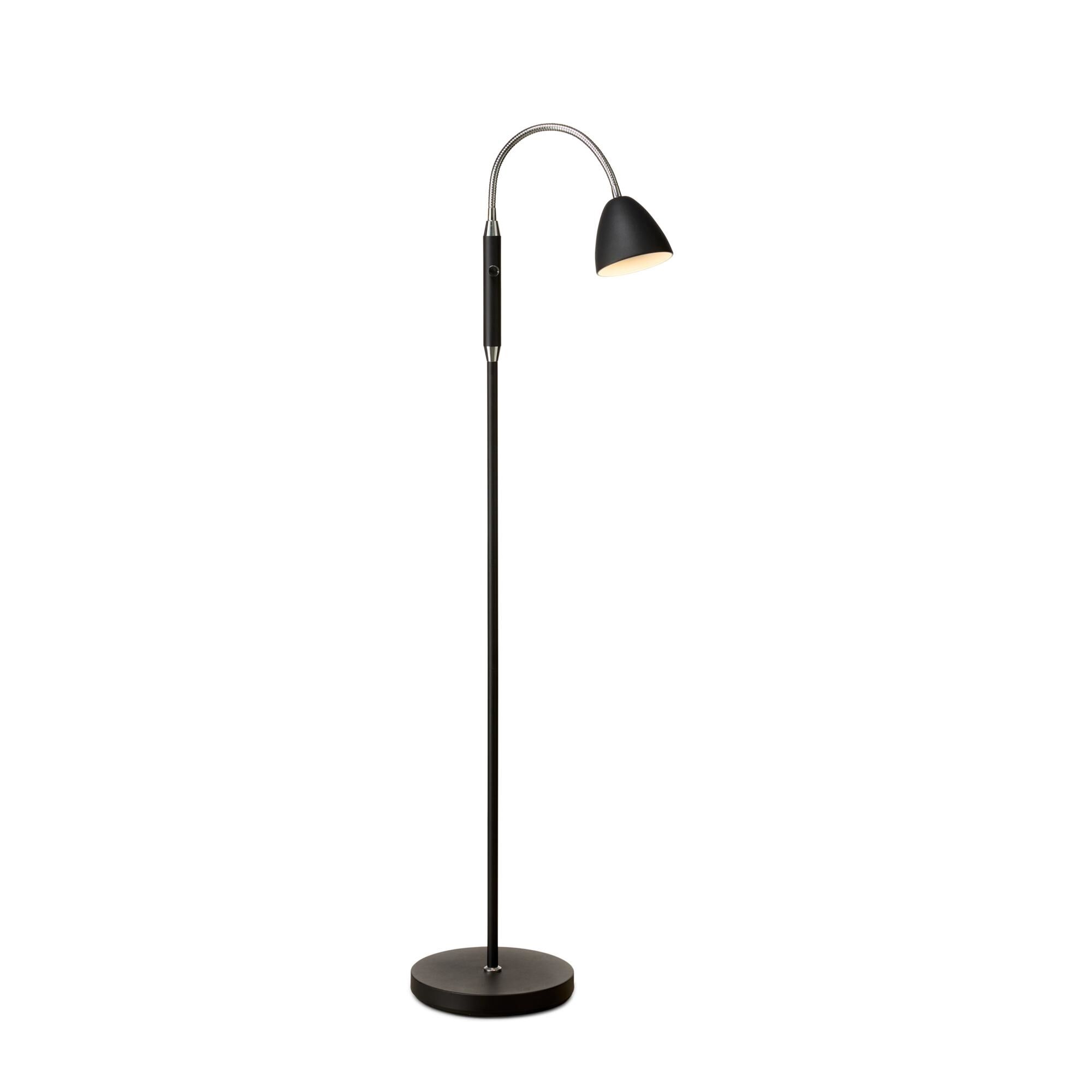 Golvlampa med 1 Arm, Svart Krom