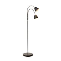 Gulvlampe med 2 Armer, Sort Krom