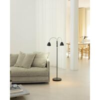 Gulvlampe med 2 Armer, Sort Krom