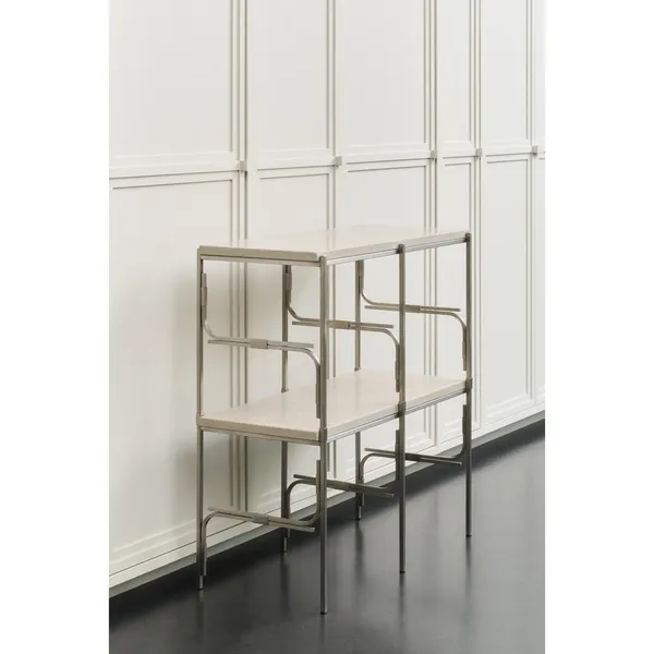 Axis Display Unit 02 Shelving Stainless Steel/Ataija Azul Marble