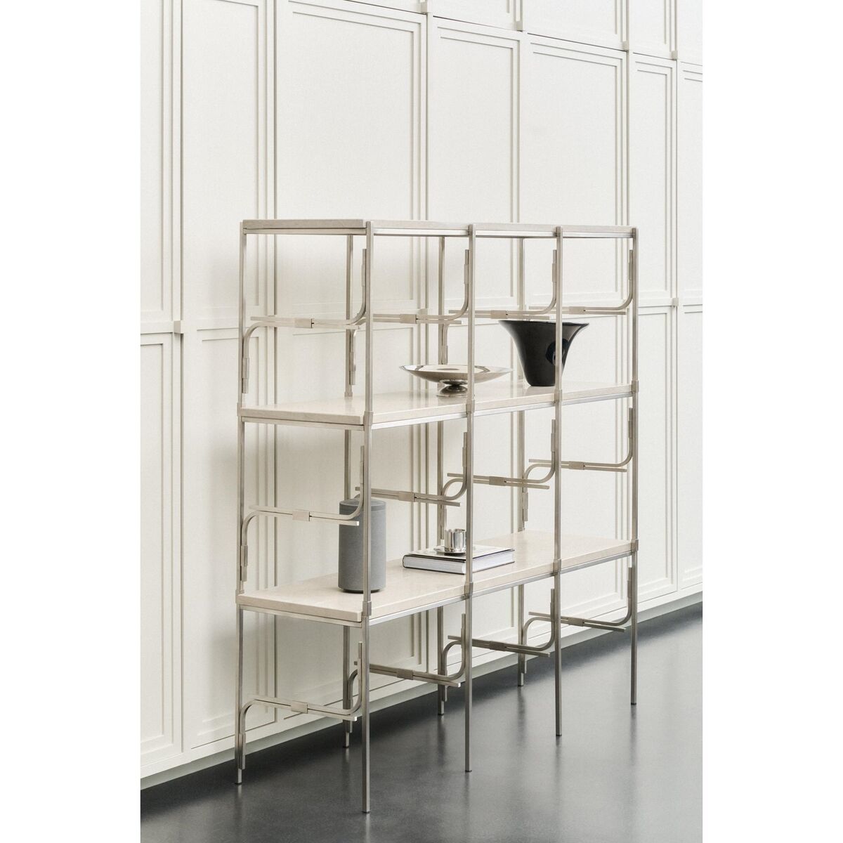 Axis Display Unit 03 Shelving Stainless Steel/Ataija Azul Marble