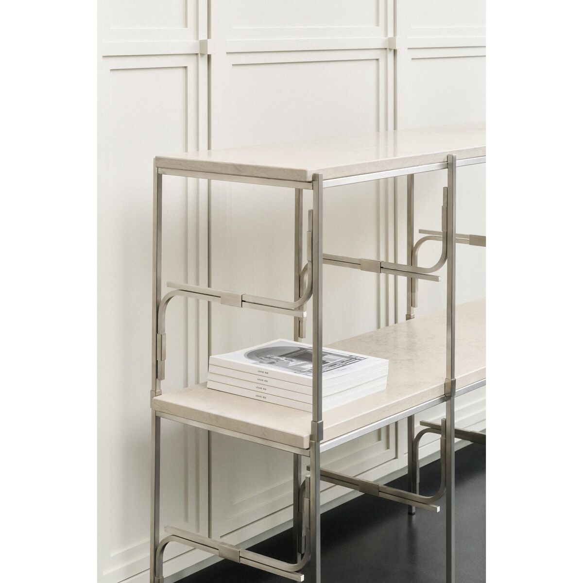 Axis Display Unit 03 Shelving Stainless Steel/Ataija Azul Marble