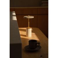 Asteria Move Tragbare Lampe Mini Clay Travertin/ Messing