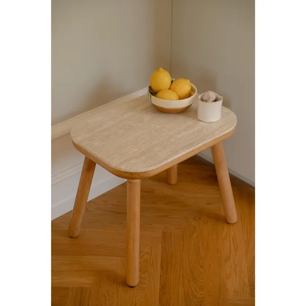 Paff Side Table High Oak/Travertine