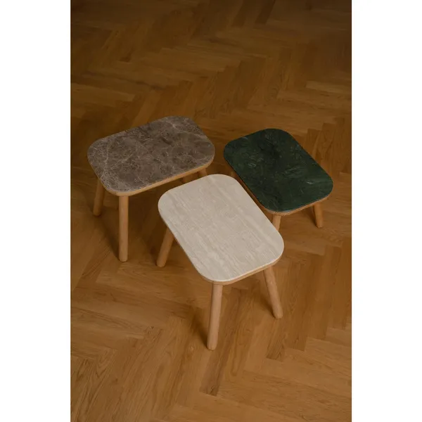 Paff Side Table High Oak/Travertine
