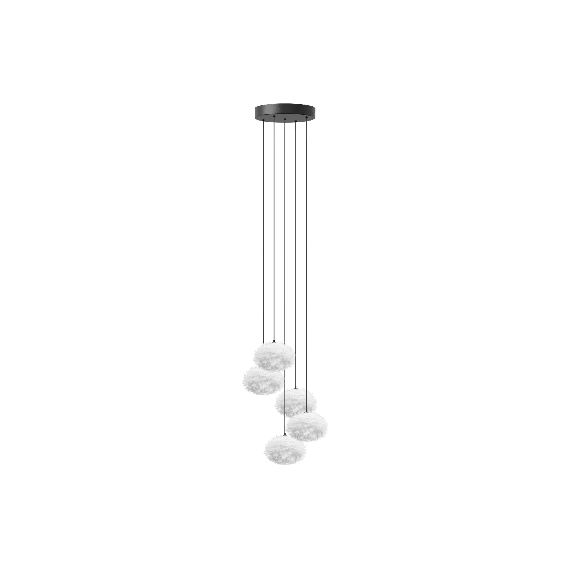 Eos Taklampe Med Baldakin & Cluster 5 Mini Nano Hvit